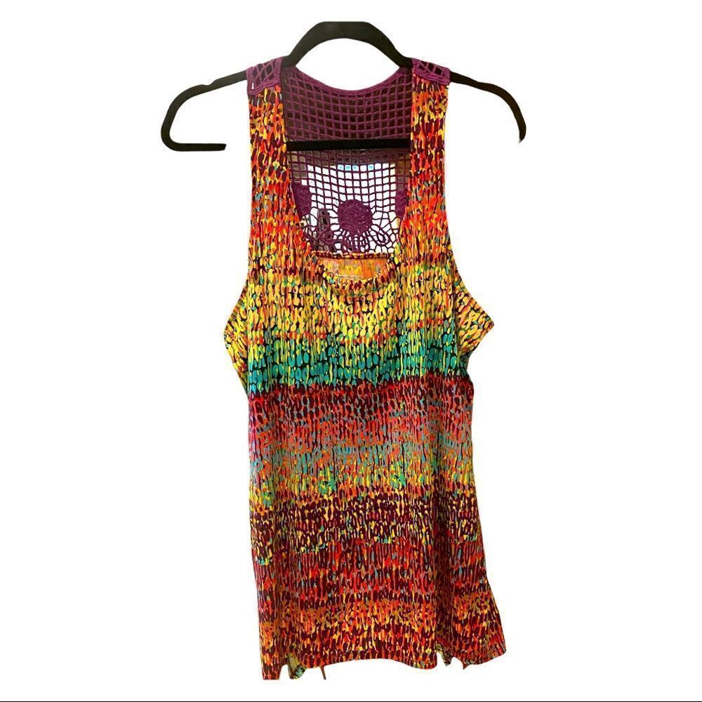 Lane Bryant tank beautiful colors net mesh back
